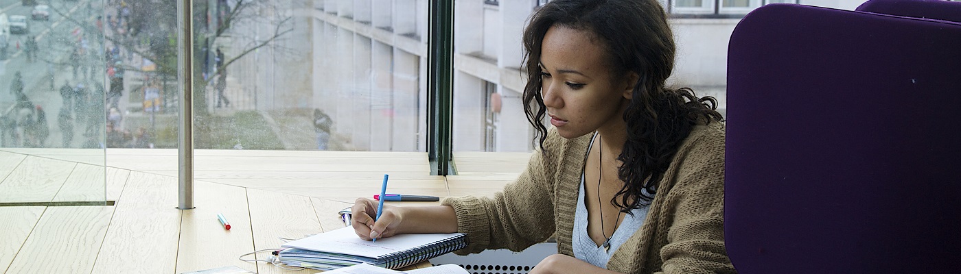 Student in Alan Gilbert Learning Commons